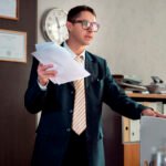 vintage 90 s style office with person working desk