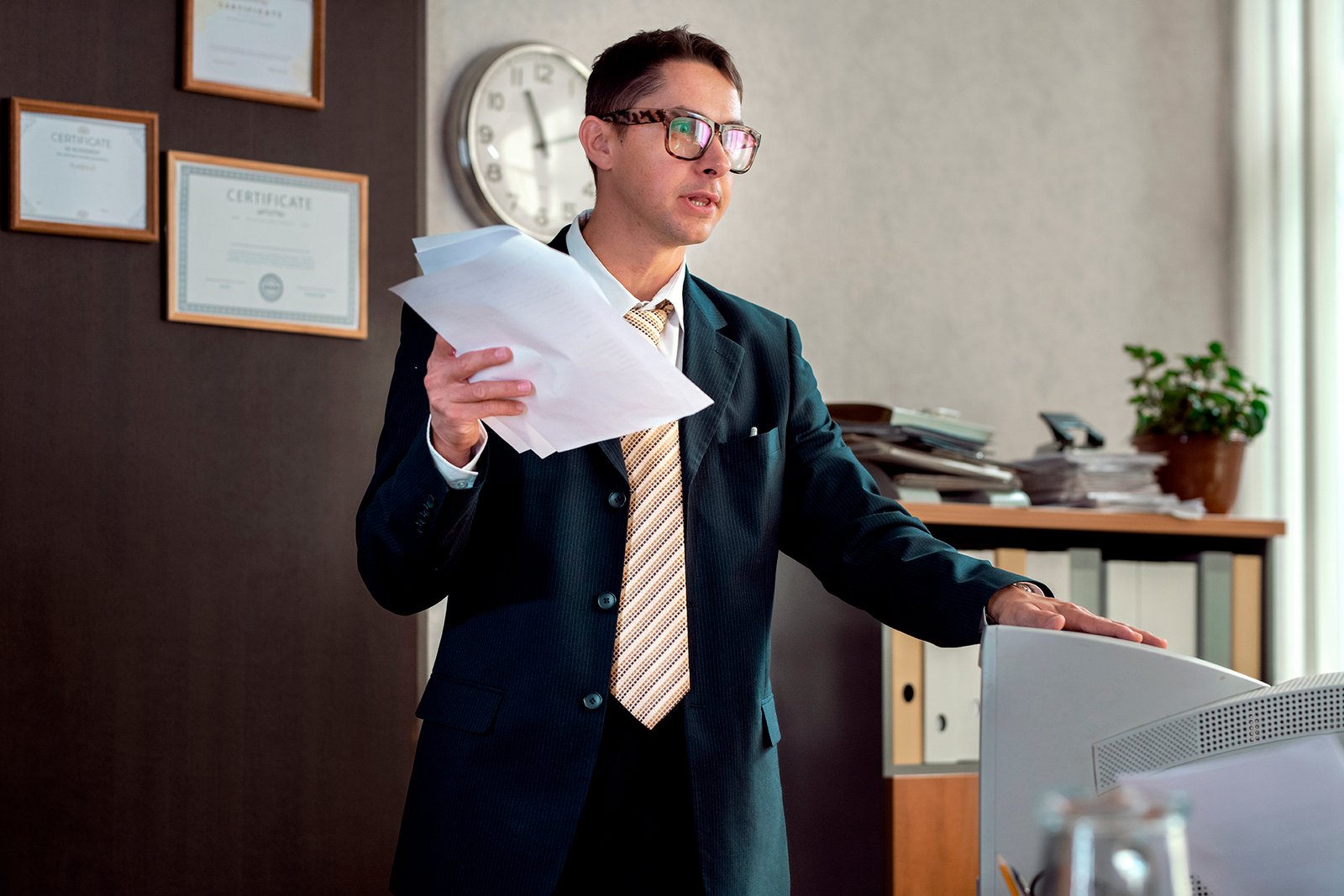 vintage 90 s style office with person working desk